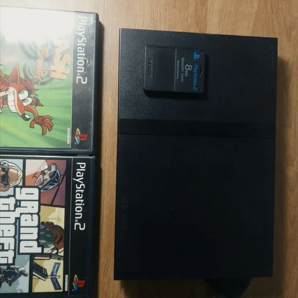 Sony PlayStation 2 PS2 Slim Black Console Bundle with Games & Memory Card TESTED